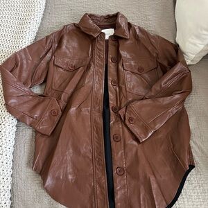 Wilfred Brown Faux Leather Women's Shirt Jacket